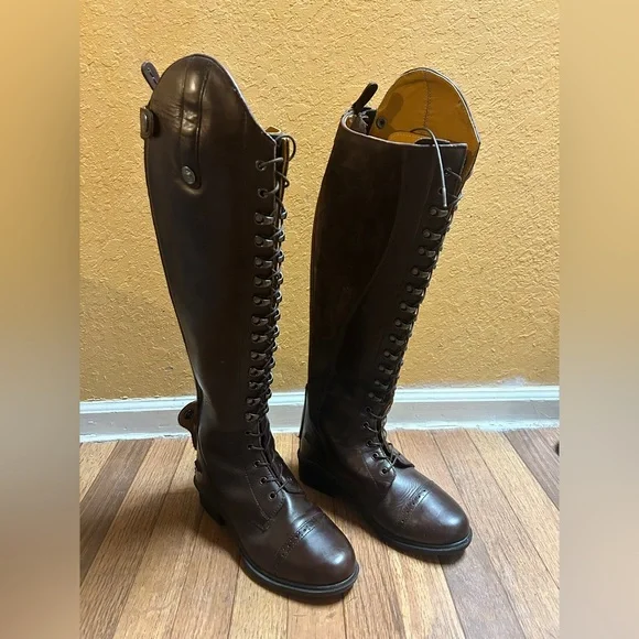 Women's Pink Lace Up Boots - Picture 3 of 10